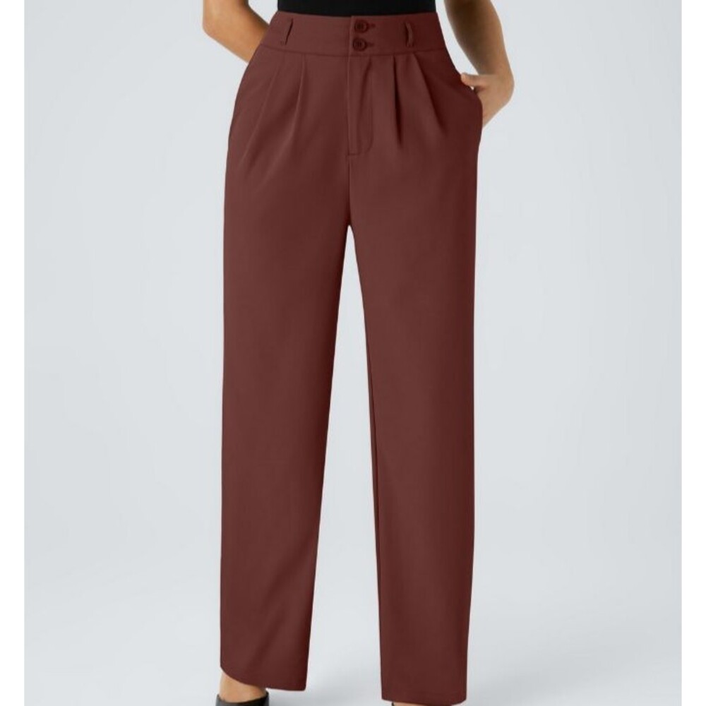 Halara High Waist Zip Double Button Pleated Dress Pants Petite Small